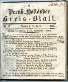 Preuss. Hollander Kreiss Blatt 1847-04-26