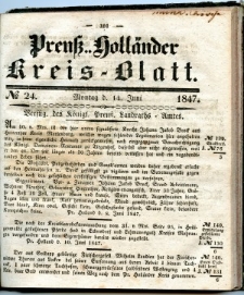 Preuss. Hollander Kreiss Blatt 1847-06-14