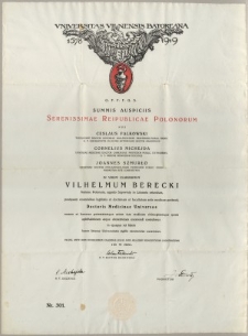 Dyplom doktora nauk medycznych Wilhelma Bereckiego