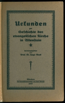 Urkundenbuch zur Geschichte Allensteins. Dritter Band