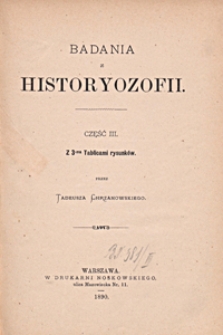 Badania z historyozofii. Cz. 3
