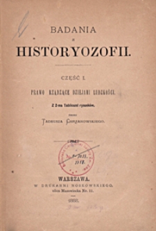 Badania z historyozofii. Cz. 1