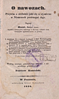 O nawozach, przytem o nieładzie jaki się w tej mierze w Niemczech postrzegać daje