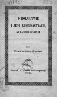 O rolnictwie i jego kombinaciach, na rachubie opartych