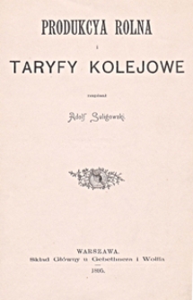Produkcya rolna i taryfy kolejowe