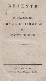 Rejestr do powszechnego prawa krajowego dla państw Pruskich