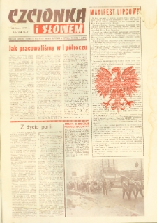 Czcionką i Słowem : kwartalnik samorządu robotniczego Olsztyńskich Zakładów Graficznych im. Seweryna Pieniężnego w Olsztynie, 1975 (R. 5), nr 17
