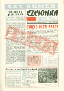 Czcionką i Słowem : kwartalnik samorządu robotniczego Olsztyńskich Zakładów Graficznych im. Seweryna Pieniężnego w Olsztynie, 1977 (R. 7), nr 25