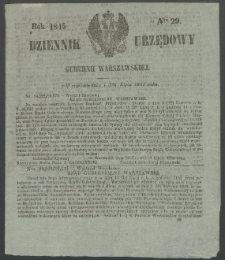 Dziennik Urzędowy Gubernii Warszawskiej, 1845 (R.1), nr 29