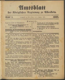 Amtsblatt der Königlichen Regierung zu Allenstein, 1908 Jg. 4, Stück 1