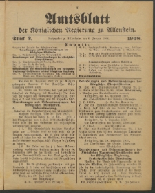 Amtsblatt der Königlichen Regierung zu Allenstein, 1908 Jg. 4, Stück 2
