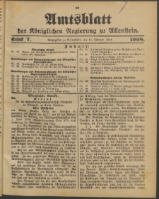 Amtsblatt der Königlichen Regierung zu Allenstein, 1908 Jg. 4, Stück 7