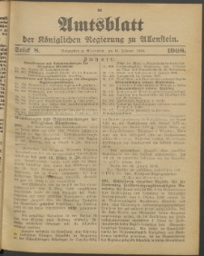 Amtsblatt der Königlichen Regierung zu Allenstein, 1908 Jg. 4, Stück 8