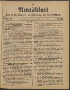 Amtsblatt der Königlichen Regierung zu Allenstein, 1908 Jg. 4, Stück 9