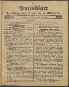 Amtsblatt der Königlichen Regierung zu Allenstein, 1908 Jg. 4, Stück 10 + Sonder-Beilage
