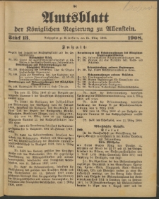 Amtsblatt der Königlichen Regierung zu Allenstein, 1908 Jg. 4, Stück 13