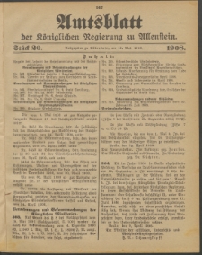 Amtsblatt der Königlichen Regierung zu Allenstein, 1908 Jg. 4, Stück 20