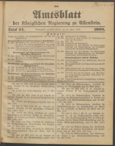 Amtsblatt der Königlichen Regierung zu Allenstein, 1908 Jg. 4, Stück 24 + Sonder-Beilage