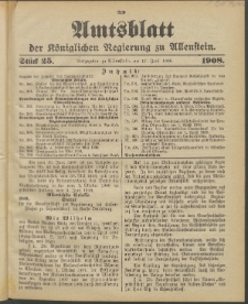 Amtsblatt der Königlichen Regierung zu Allenstein, 1908 Jg. 4, Stück 25