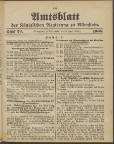 Amtsblatt der Königlichen Regierung zu Allenstein, 1908 Jg. 4, Stück 26 + Sonder-Beilage