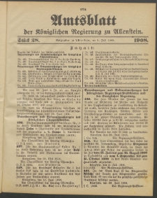 Amtsblatt der Königlichen Regierung zu Allenstein, 1908 Jg. 4, Stück 28