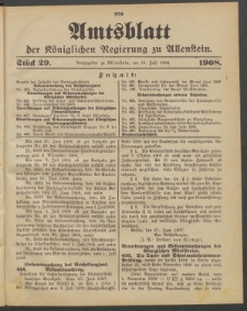 Amtsblatt der Königlichen Regierung zu Allenstein, 1908 Jg. 4, Stück 29