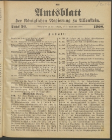 Amtsblatt der Königlichen Regierung zu Allenstein, 1908 Jg. 4, Stück 36 + Sonder-Beilage