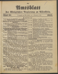 Amtsblatt der Königlichen Regierung zu Allenstein, 1908 Jg. 4, Stück 37