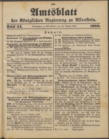 Amtsblatt der Königlichen Regierung zu Allenstein, 1908 Jg. 4, Stück 44