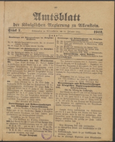 Amtsblatt der Königlichen Regierung zu Allenstein, 1912 Jg. 8, Stück 7