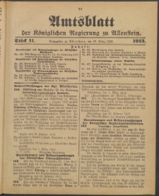 Amtsblatt der Königlichen Regierung zu Allenstein, 1912 Jg. 8, Stück 11