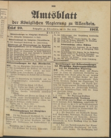 Amtsblatt der Königlichen Regierung zu Allenstein, 1912 Jg. 8, Stück 20 + 2 Sonder-Beilage