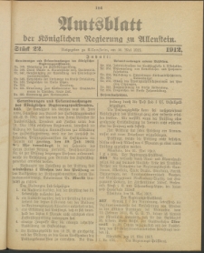 Amtsblatt der Königlichen Regierung zu Allenstein, 1912 Jg. 8, Stück 22 + Extrablatt
