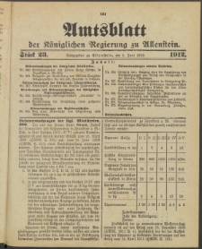 Amtsblatt der Königlichen Regierung zu Allenstein, 1912 Jg. 8, Stück 23 + Sonder-Beilage