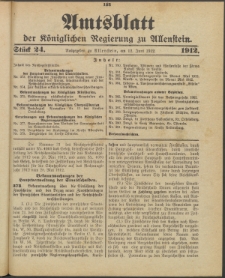 Amtsblatt der Königlichen Regierung zu Allenstein, 1912 Jg. 8, Stück 24
