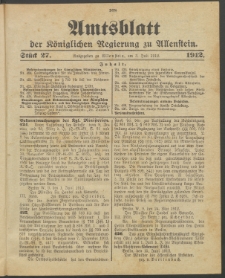 Amtsblatt der Königlichen Regierung zu Allenstein, 1912 Jg. 8, Stück 27 + 2 Sonderbeilage, Berufsverzeichnis