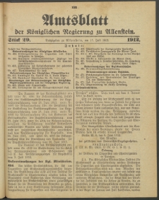 Amtsblatt der Königlichen Regierung zu Allenstein, 1912 Jg. 8, Stück 29 + Sonderbeilage