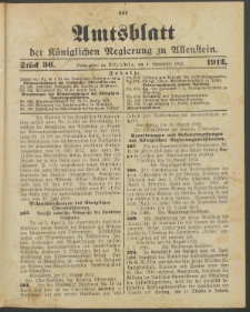 Amtsblatt der Königlichen Regierung zu Allenstein, 1912 Jg. 8, Stück 36 + Sonderbeilage