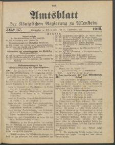 Amtsblatt der Königlichen Regierung zu Allenstein, 1912 Jg. 8, Stück 37 + Sonderbeilage
