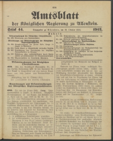 Amtsblatt der Königlichen Regierung zu Allenstein, 1912 Jg. 8, Stück 44
