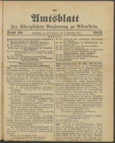 Amtsblatt der Königlichen Regierung zu Allenstein, 1912 Jg. 8, Stück 49