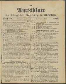 Amtsblatt der Königlichen Regierung zu Allenstein, 1912 Jg. 8, Stück 50 + Sonder-Beilage