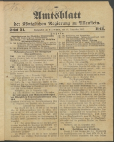 Amtsblatt der Königlichen Regierung zu Allenstein, 1912 Jg. 8, Stück 51