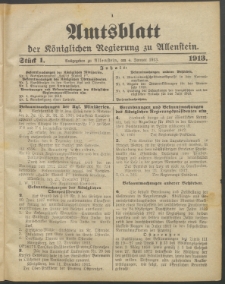 Amtsblatt der Königlichen Regierung zu Allenstein, 1913 Jg. 9, Stück 1