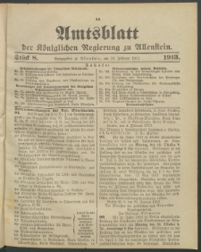 Amtsblatt der Königlichen Regierung zu Allenstein, 1913 Jg. 9, Stück 8 + Sonderbeilage