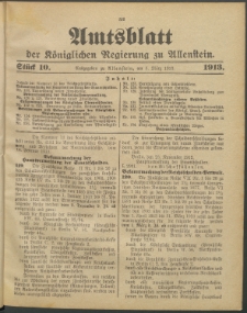 Amtsblatt der Königlichen Regierung zu Allenstein, 1913 Jg. 9, Stück 10 + Extrablatt