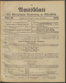 Amtsblatt der Königlichen Regierung zu Allenstein, 1913 Jg. 9, Stück 12