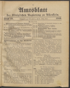 Amtsblatt der Königlichen Regierung zu Allenstein, 1913 Jg. 9, Stück 13 + Sonderbeilage