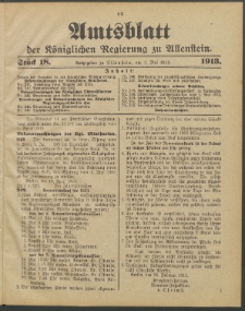 Amtsblatt der Königlichen Regierung zu Allenstein, 1913 Jg. 9, Stück 18