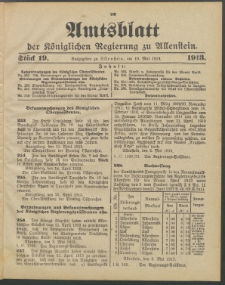 Amtsblatt der Königlichen Regierung zu Allenstein, 1913 Jg. 9, Stück 19